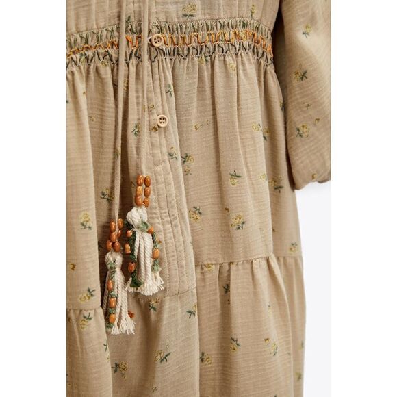 ZARA EMBROIDERED PETER PAN COLLAR MINI DRESS - Picture 5 of 5